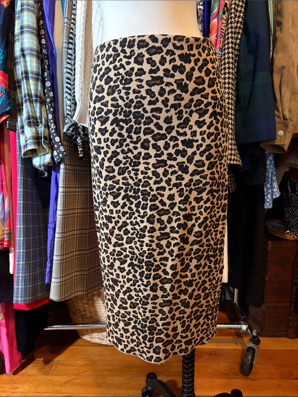 Zara Animal Print Stretch Pencil Skirt